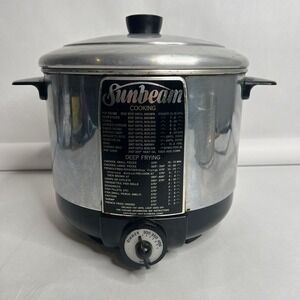 Vtg Sunbeam CF Electric Cooker Deep Fryer Aluminum with Basket, Lid, Handle 1952
